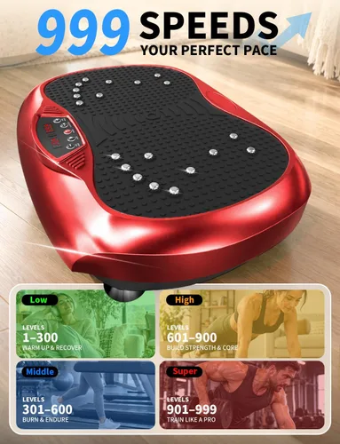 Vista 7 de Placa de vibración de cuerpo entero para drenaje linfático, 990 niveles de Rojo