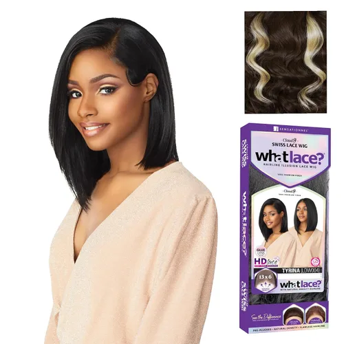 Vista 13 de Sensationnel What Lace Cloud9 Tyrina - Peluca de cabello sintético Encaje frontal, atado a mano, sintético, densidad natural, línea de cabello