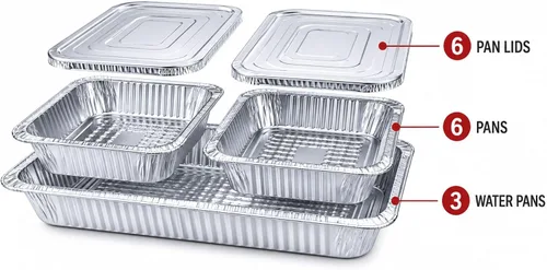 Vista 3 de Juego de 28 piezas de repuesto desechables de aluminio para bufé, incluye sartenes de aluminio, combustible de metanol, utensilios para servir