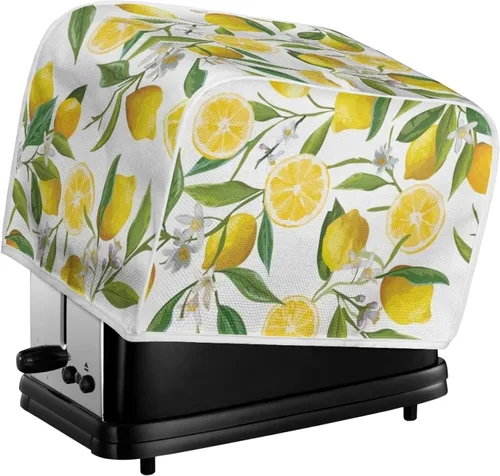 Vista 6 de Cubierta para tostadora de limón floral para horno tostador de pan de 2 rebanadas, protector de electrodomésticos pequeños a prueba de polvo