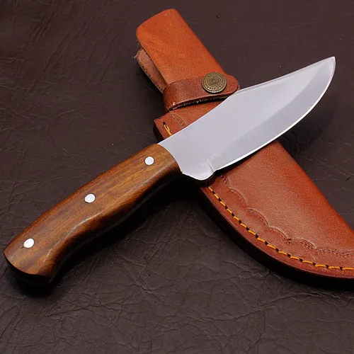 Vista 3 de Cuchillo de caza de hoja fija de 9 pulgadas, cuchillo de bushcraft, cuchillo de supervivencia al aire libre, cuchillo de campamento, cuchillo