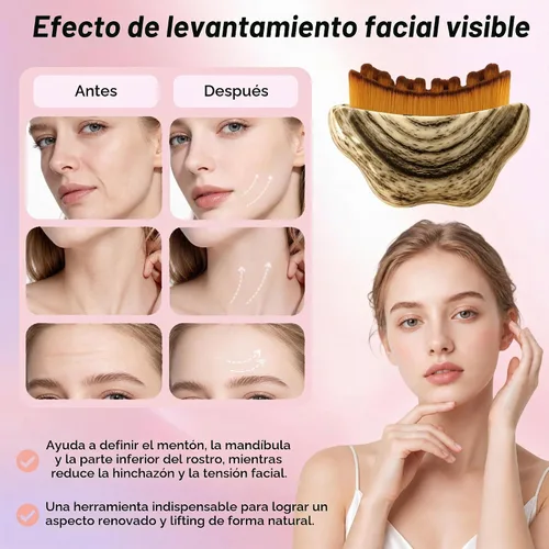 Vista 5 de Cepillo facial de drenaje linfático, masajeador Gua Sha desmontable Nuevo-2 piezas