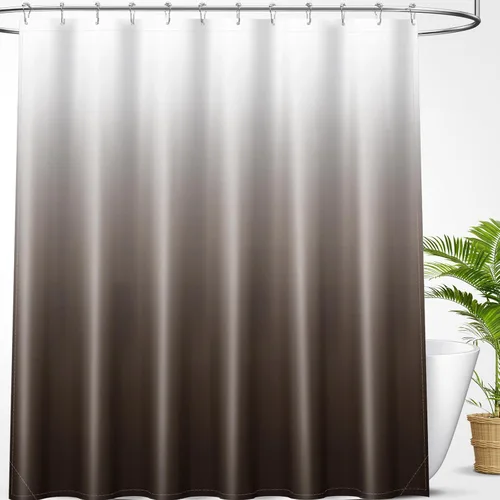 Vista 23 de OLANLY Juego de cortinas de ducha de lujo beige y blanco degradado con 12 ganchos, cortinas de ducha decorativas impermeables y lavables para baño