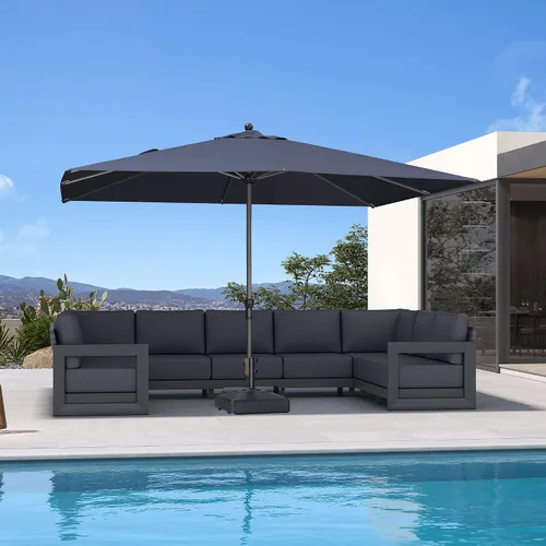 Vista 98 de PURPLE LEAF - Sombrilla de patio rectangular de 6' x 4', sombrilla de mesa para exteriores con marco de aluminio, sombrilla de mercado, sombrilla