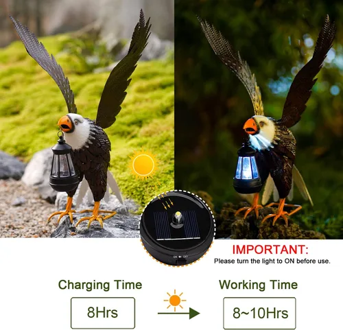 Vista 6 de Nacome Estatuas grandes de metal de águila calva para exteriores, decoraciones de patio, esculturas y estatuas de jardín al aire libre, regalos