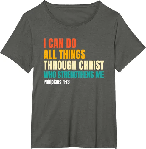 Vista 42 de I Can Do All Things Through Christ Christian Faith Camiseta, Negro, S