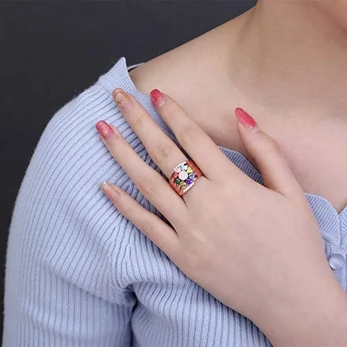 Vista 6 de AILIN Anillos personalizados con piedra natal para mujer, plata de ley 925, anillo personalizado con nombre, abuela, día de la madre, regalo
