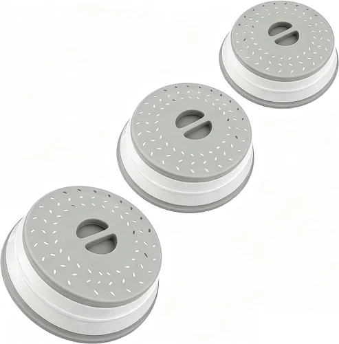 Vista 10 de Cubierta plegable antisalpicaduras para microondas, cubierta de plato para microondas con ventilación de vapor (10.5 pulgadas, beige) Microwave