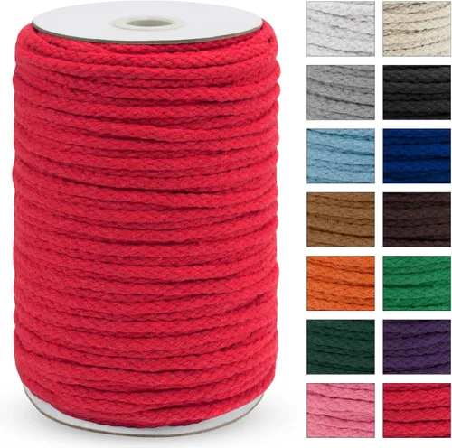 Vista 10 de JeogYong Cuerda trenzada de macramé de 0.197 in x 295 pies, cuerda de algodón trenzada natural de 8 hebras, cuerda de macramé de colores para colgar