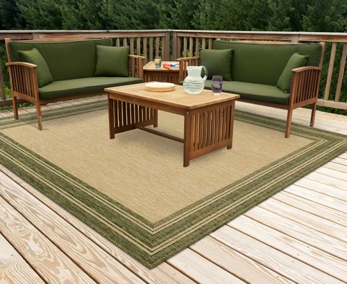 Vista 11 de Liora Manne Carmel - Alfombra tejida de perfil bajo de fácil cuidado para interiores y exteriores, color aguamarina, 6 pies 6 pulgadas x 9 pies 4