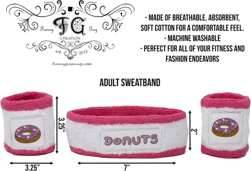 Vista 5 de Funny Guy Mugs Unisex Sweatband Set (3-Pack 1 Headband & 2 Wristbands)