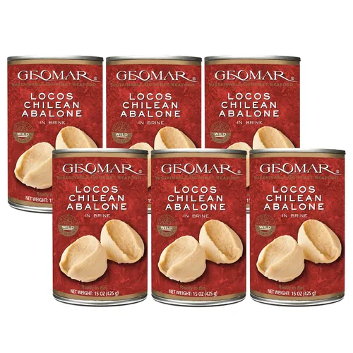 Vista 8 de GEOMAR Locos (Abalón chileno) en salmuera - Atrapados a mano por buzos - Delicia nutritiva de mariscos - Alto en proteínas y listo para comer - 3