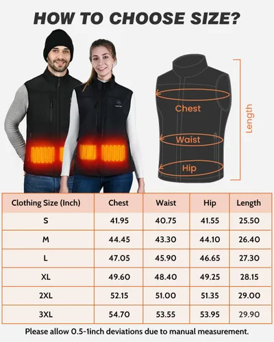 Vista 6 de FUNPRO Chaleco térmico para hombres y mujeres, chaleco de calefacción eléctrica resistente al viento, chaqueta deportiva sin mangas Softshell