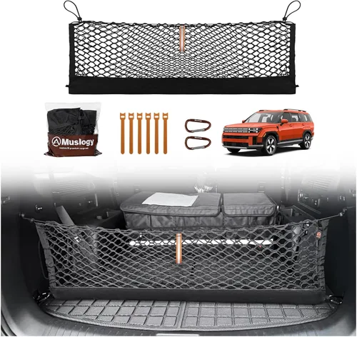 Vista 19 de Muslogy Red de carga para maletero estilo sobre compatible con accesorios Jeep Grand Cherokee L 2021-2024 2025, organizador de maletero de ajuste