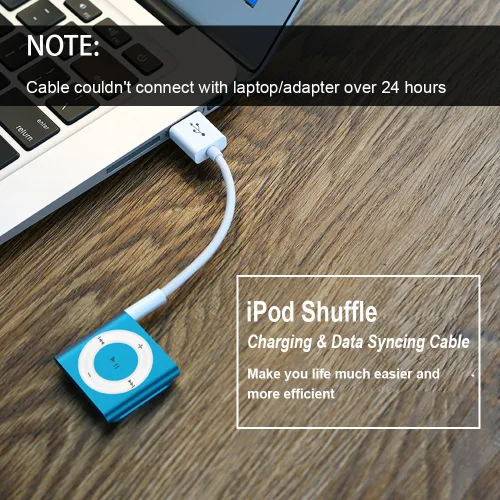 Vista 7 de iMangoo Cable de carga para iPod Shuffle - Cable de sincronización de datos USB con conector AUX macho de 0.138 in a adaptador USB macho
