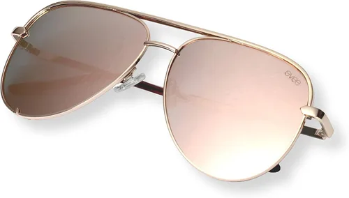 Vista 3 de EVEE Gafas de sol de aviador de metal a la moda con lentes de espejo reflectantes planos de gran tamaño (GEMINI)