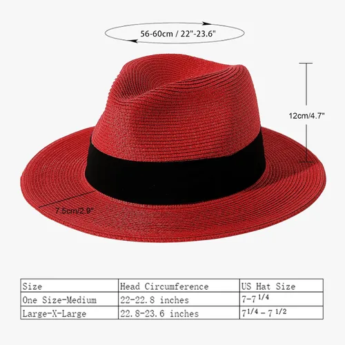 Vista 34 de Lanzom - Sombrero de paja playero para mujer, de ala ancha, plegable, estilo Fedora, UPF50+