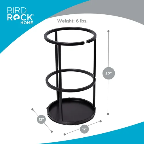 Vista 3 de BIRDROCK HOME Soporte circular para paraguas con bandeja de goteo extraíble - Soporte para sombrillas - Entrada - Organizador decorativo de metal