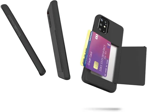 Vista 6 de Funda para teléfono Samsung Galaxy A51 5G con protector de pantalla de vidrio templado y soporte para tarjeta de crédito, accesorios híbridos