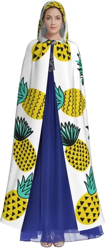 Vista 3 de Capa con capucha de bruja mágica de piña amarilla tropical capa de Navidad para cosplay para adultos