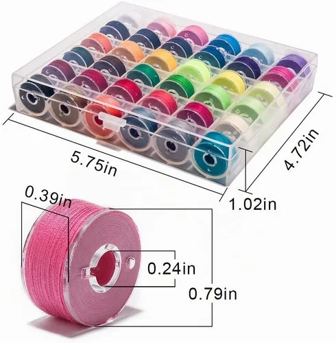 Vista 4 de BetyBedy 36 bobinas de coser preenrolladas con estuche, colores surtidos estándar