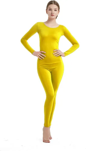 Vista 17 de Full Bodysuit Mono de una pieza para mujer de manga larga, de lycra, estilo zentai Negro