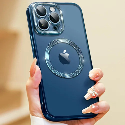 Vista 8 de Funda para iPhone 14 Pro Max con protector de lente de cámara integrado [diseño único de textura de diamante] [magnético superfuerte] Funda delgada