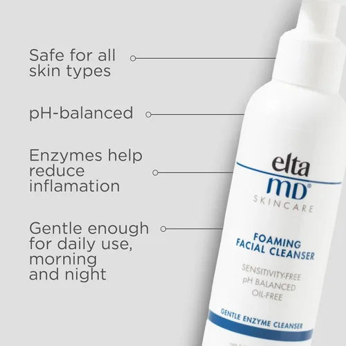 Vista 4 de EltaMD AM & PM - Kit hidratante facial con limpiador facial espumoso diario, suave para pieles sensibles