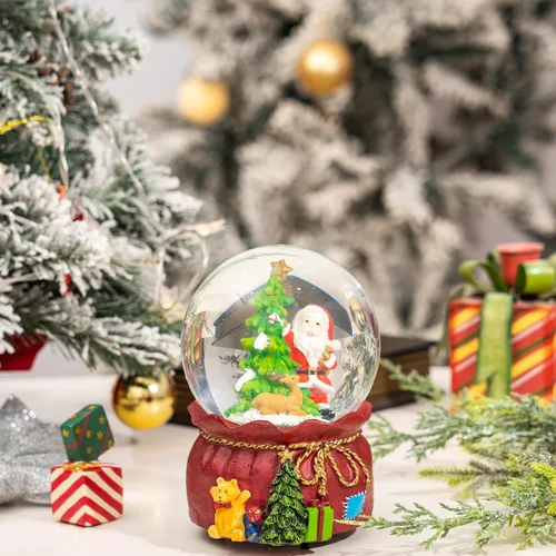 Vista 4 de DUSVALLY Bola de Nieve de Navidad, Bola de Cristal Musical con Purpurina Ideal para Amigos y Familia, Globo de Agua de Vidrio de 100 mm Enrollable