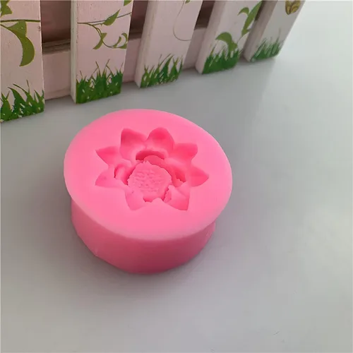 Vista 4 de Molde de silicona con forma de flor de loto para hacer dulces de fondant, moldes de chocolate, postres de piruleta, cubitos de hielo, goma, jabón