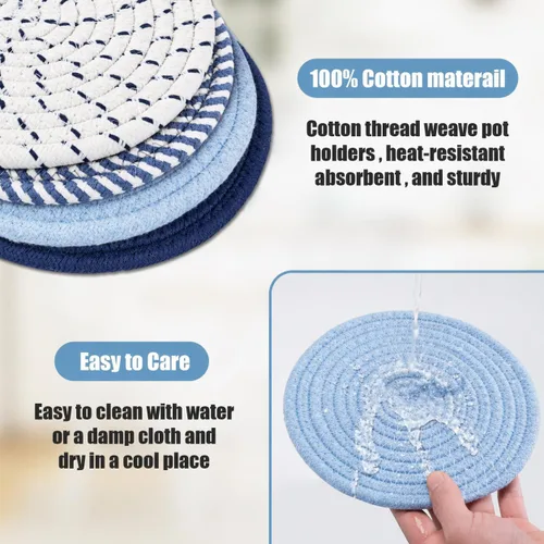 Vista 6 de Salvamanteles para platos calientes, almohadillas calientes para cocina, salvamanteles de 7 pulgadas para ollas y sartenes calientes, soportes