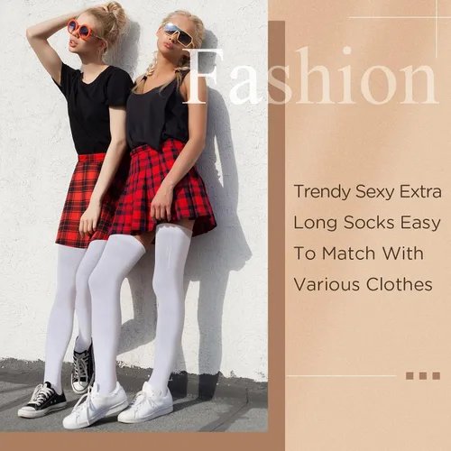 Vista 6 de Extra Long Socks Thigh High Cotton Socks Extra Long Knee Boot Stockings for Women