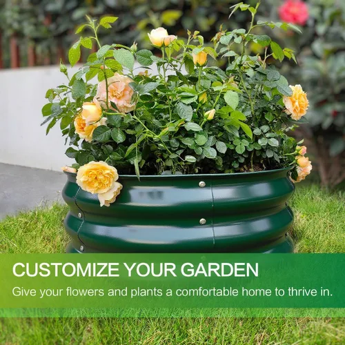 Vista 3 de GARDMAX 2x2x1FT Galvanized Round Raised Garden Bed Kit, Metal Planter Boxes Outdoor with Easy Assembly, Large Garden Bed for Vegetables, Fruits