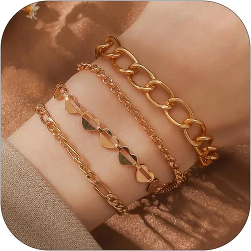 Vista 170 de Long tiantian Pulsera de oro gruesa para mujer, pulseras de oro delicadas, pulseras para mujer, pulseras apilables de eslabones de cadena