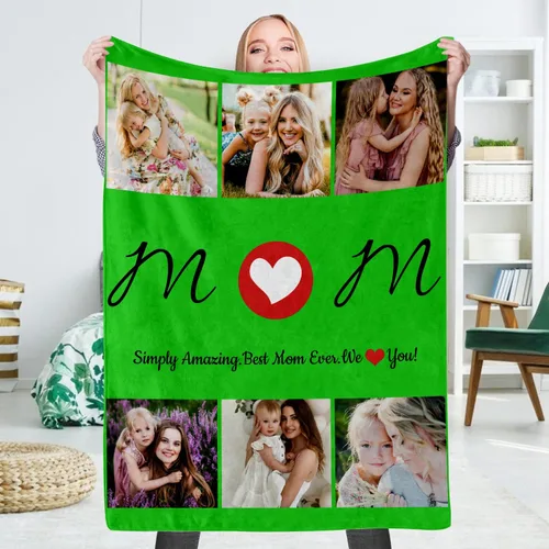 Vista 10 de EAQ Manta personalizada con collage de imágenes, es una manta personalizada para niños, adultos, familia, recuerdo, regalo