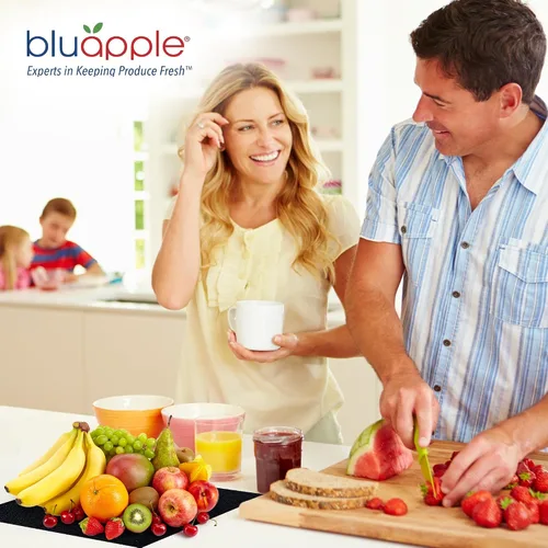 Vista 6 de Bluapple FreshMats, forro para contenedor de refrigerador, tapetes para cajón de refrigerador, forro extensor de vida útil del cajón para verduras