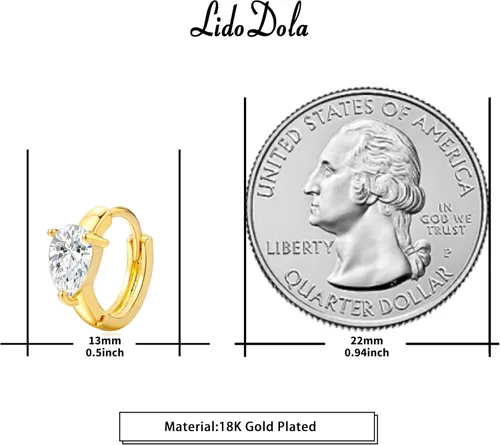 Vista 5 de Aretes de aro de oro para mujer, modernos aretes chapados en oro de 18 quilates, delicados aretes hipoalergénicos, pequeños y ligeros para uso diario
