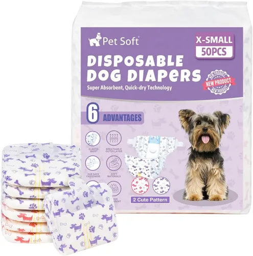 Vista 13 de Pet Soft Pañales desechables para perras – Pañales desechables para perritos con indicador de humedad, pañal para cachorros y gatos súper