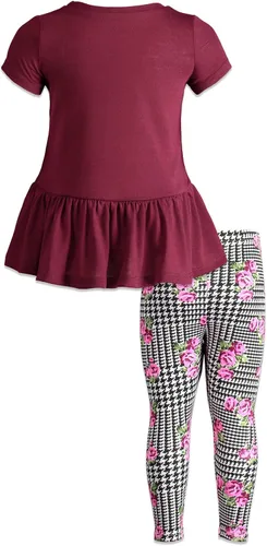 Vista 4 de Disney Minnie Mouse - Conjunto de camiseta y leggings florales de péplum para bebés y niños grandes (12 meses - 14-16)