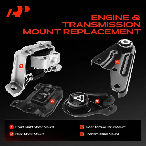 Vista 3 de A-Premium Juego de 4 piezas de montaje de transmisión de motor compatible con Mazda 3 2004 2005 2006 2007 2008 2009 L4 2.0L, gasolina, con montaje