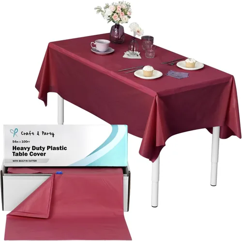 Vista 6 de Rollo de plástico para cubierta de mesa color verde manzana, 40 pulgadas x 100 pies, rollo de plástico resistente para cubierta de mesa de banquetes