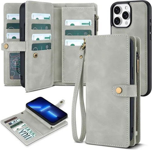 Vista 71 de TwoHead Funda tipo cartera para iPhone 12 Pro Max con tarjetero, funda magnética desmontable para teléfono 12 Pro Max, piel sintética, a prueba