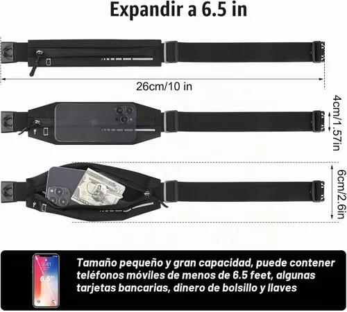 Vista 4 de Cangurera delgada para correr, 2 unidades, bolsa para correr