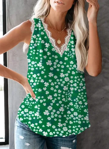 Vista 153 de VIISHOW - Camiseta sin mangas, sexy, con cuello en V y bordes de encaje para mujer, camisola de vestir, camisas de gasa, sin mangas, casuales