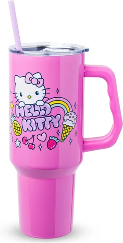 Vista 12 de Silver Buffalo Betty Boop Core - Vaso de acero inoxidable con tapa para pajilla, tapa, popote y asa, 40 onzas