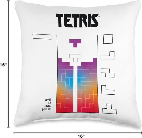 Vista 4 de Tetris Color Fade Game Art - Almohada de 16 x 16 pulgadas, multicolor