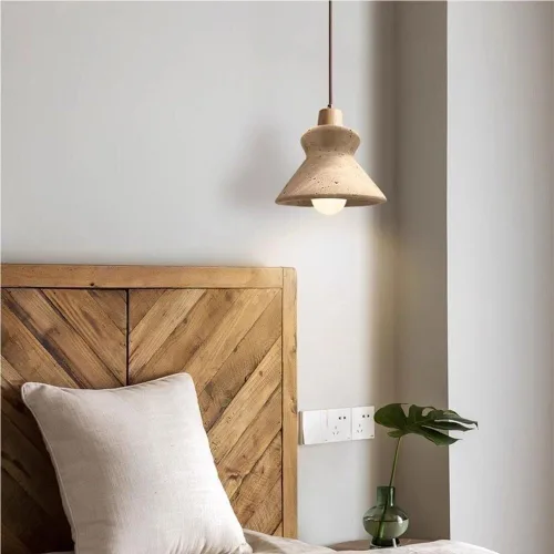 Vista 5 de Kitchen Island Pendant Light Retro Yellow Cave Stone Hanging Lamp Mid Century Single Head Solid Wood Chandelier for Restaurant Bar Bedroom Club