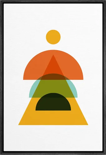 Vista 33 de bestdeal depot Lienzo enmarcado para pared, arte geométrico de sol y montaña, reflejo del mar, naturaleza, ilustraciones de área silvestre, arte