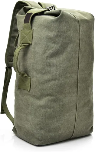 Vista 8 de Bolsa de escalada de viaje de gran capacidad, bolsa de lona militar táctica de carga superior de doble correa mochila de lona