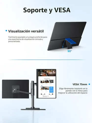 Vista 9 de UPERFECT Monitor portátil OLED con pantalla táctil de 14 pulgadas, 3K 2880 x 1800 120Hz Monitor portátil para juegos de 0.1 ms, 500 liendres